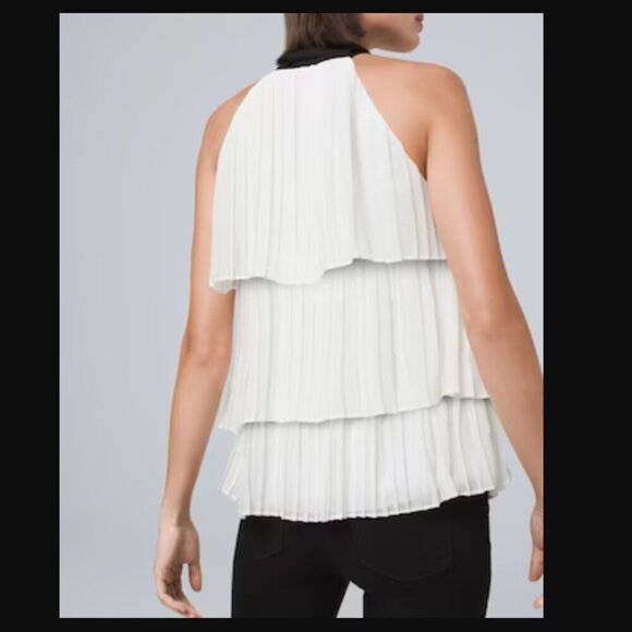 *marks* White House Black Market Bow-Neck Pleated Blouse | Size 4 - Picture 2 of 13